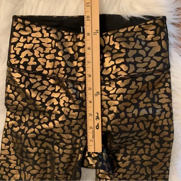 IVL Collective Gold Metallic Cheetah Animal Print Chi Chi Foil HW Leggings Sz 6 - Picture 5 of 10